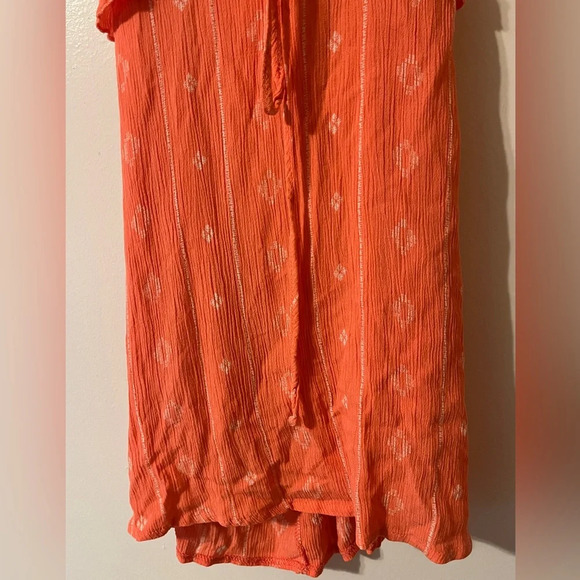 Peach Open Back Boho Tie Front Mini Dress - Picture 3 of 7